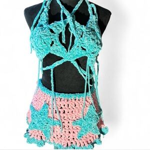 Crochet Halter Top and Skirt Set
